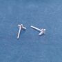 Tiny Minimalistic Cross Stud Earrings, Silver Cross Earrings, Small Studs, thumbnail 5 of 7
