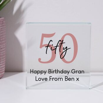 Personalised Birthday Glass Square Block, 4 of 6