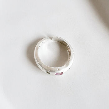 Sterling Silver Molten Ring With Pink Heart Gemstone, 4 of 9