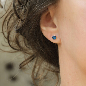 London Blue Topaz Stud Earrings In Silver Or Gold, 9 of 13