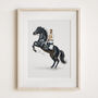 Horse And Rider Portrait Gift, Custom Hand Drawn Print, thumbnail 5 of 9