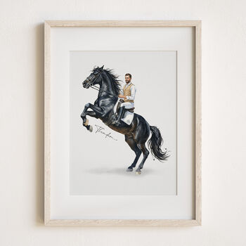 Horse And Rider Portrait Gift, Custom Hand Drawn Print, 5 of 9