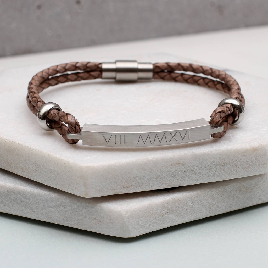 Personalised Men's Slim Leather Identity Bracelet By Hurleyburley Man