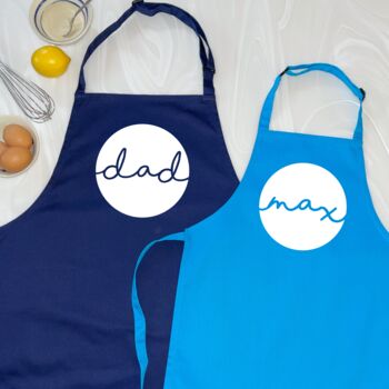 Personalised Father And Child Circle Design Apron Set, 2 of 9
