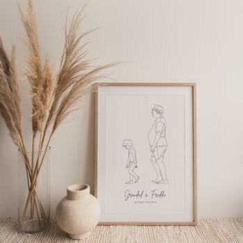Personalised Grandparent Portrait Line Drawing, 2 of 7