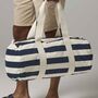 Nautical Stripe Cotton Canvas Gym Barrel Bag, thumbnail 1 of 8