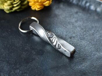 6th Anniversary Twist Iron Bar Forged Keyring Blacksmtih Made, 4 of 12