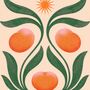 Tangerine Au Soleil, Boho Fruit Poster Botanical Celestial Sun Art Print, thumbnail 3 of 3