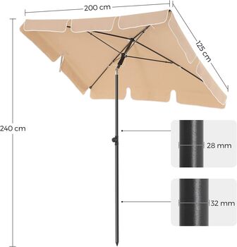 Rectangular Balcony Garden Parasol Tilting Sunshade, 8 of 8