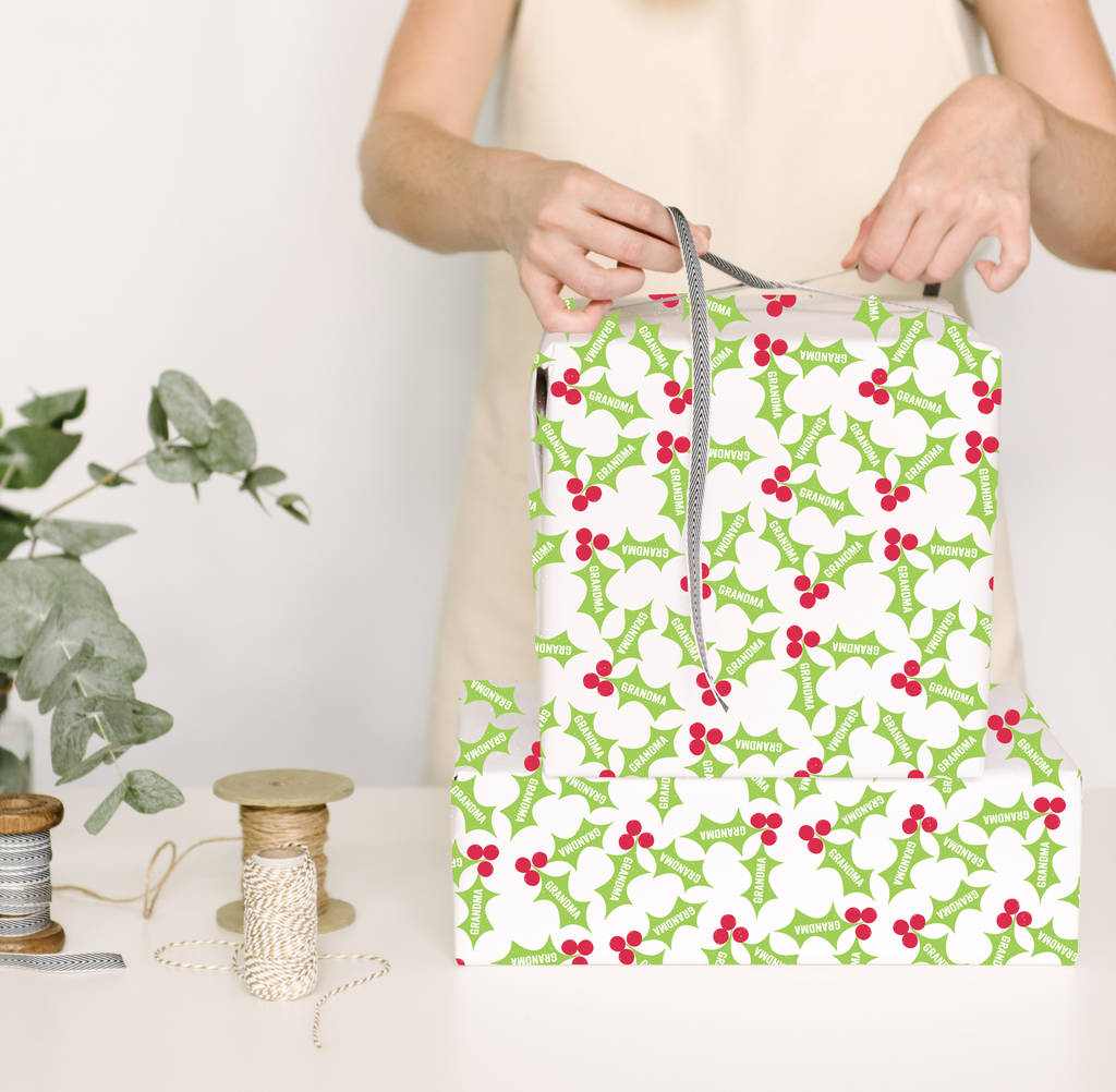 Christmas Holly Personalised Wrapping Paper By Abigail Warner | notonthehighstreet.com