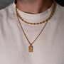 Silver Hammered Pendant And Mariner Chain Necklace Set For Men, thumbnail 4 of 10