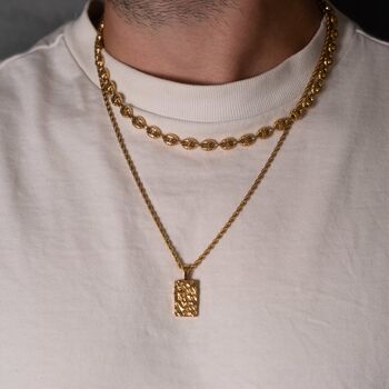 Silver Hammered Pendant And Mariner Chain Necklace Set For Men, 4 of 10
