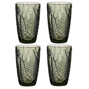 Four Embossed Fern Green Highball Glasses, 2 of 9