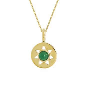 Gold Plated Sterling Silver Green Onyx Pendant Necklace, 2 of 5
