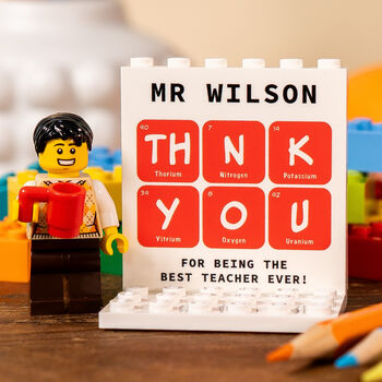 Science Teacher Lego® Brick Minifig Gift, Personalised Stem Teacher Gift With Custom Minifigs, 2 of 12