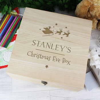 Personalised Large Wooden Christmas Eve Box, 7 of 10