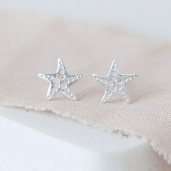 Sterling Silver Starfish Stud Earrings, 2 of 11