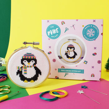Penelope Penguin Cross Stitch Bauble Kit, 4 of 4