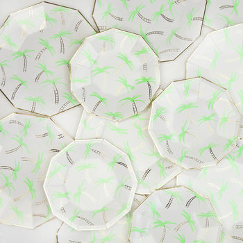 Neon And Gold Palm Tree Pattern Party Plates, 2 of 2