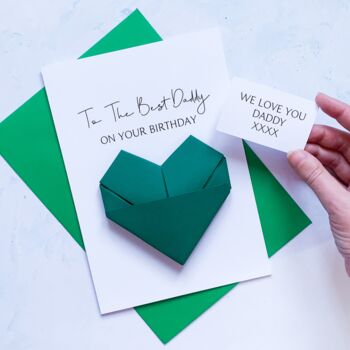Best Mummy/Daddy Birthday Origami Heart Card, 3 of 7