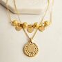 Double Strand Gold Plated Boho Coin Charm Necklace, thumbnail 2 of 3