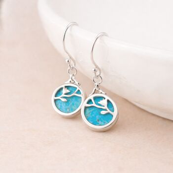 Sterling Silver Turquoise Flower Drop Earrings – 9mm, 4 of 8