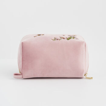 Pink Love Velvet Embroidered Cosmetic Pouch, 5 of 7