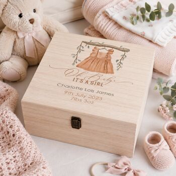 Personalised Baby Girl Dress Keepsake Gift Box, 4 of 4