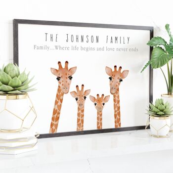 Personalised Family Giraffe Print, 4 of 6