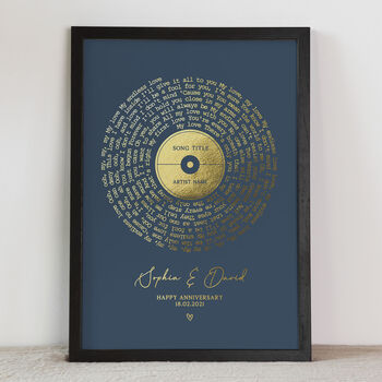 Personalised Metallic Gold Song Lyrics Print, 4 of 8