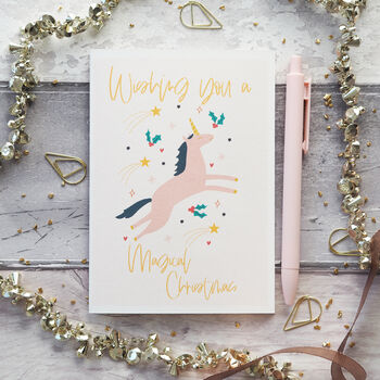 Magical Unicorn Christmas Card For Kids, 5 of 6