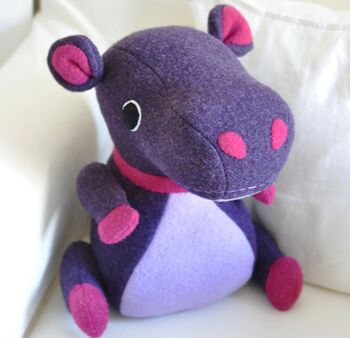 Hippo Soft Toy Large Handmade And Personalised, 4 of 8