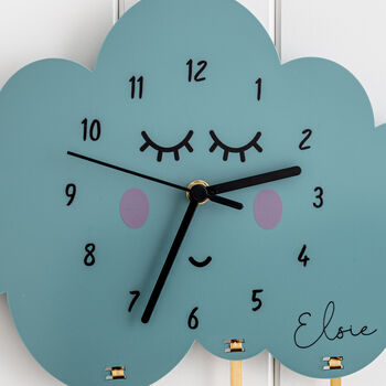 Children's Cloud And Raindrops Personalised Wall Clock, 5 of 6