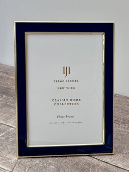 Isaac Jacobs Navy And Gold Tone Border Larger Photo Frame, 2 of 3