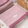 Dusky Rose And Cream Dainty Stripe Baby Blanket, thumbnail 1 of 12