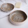 Handmade Blue Brown Ceramic Soap Dish, thumbnail 2 of 12