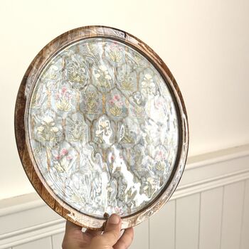 Mango Wood Round Serving Platter Tray, Chip And Dip, 11 of 13