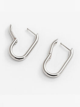 Women's Sterling Silver Oval Hoop Earrings, 4 of 7