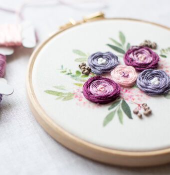Lilac Bouquet Embroidery Hoop Kit, 2 of 8