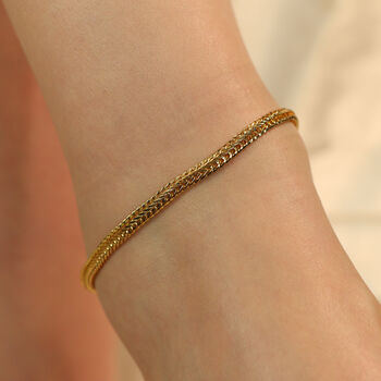 Golden Brass Braided Slim Foot Indian Payal Anklet, 3 of 5