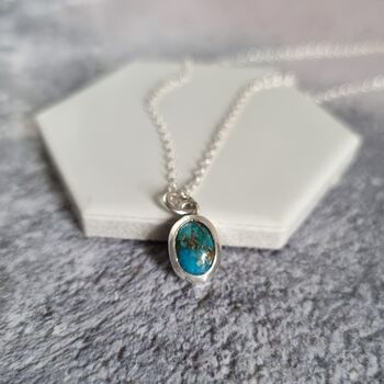 Dainty Turquoise Silver Necklace, 3 of 4