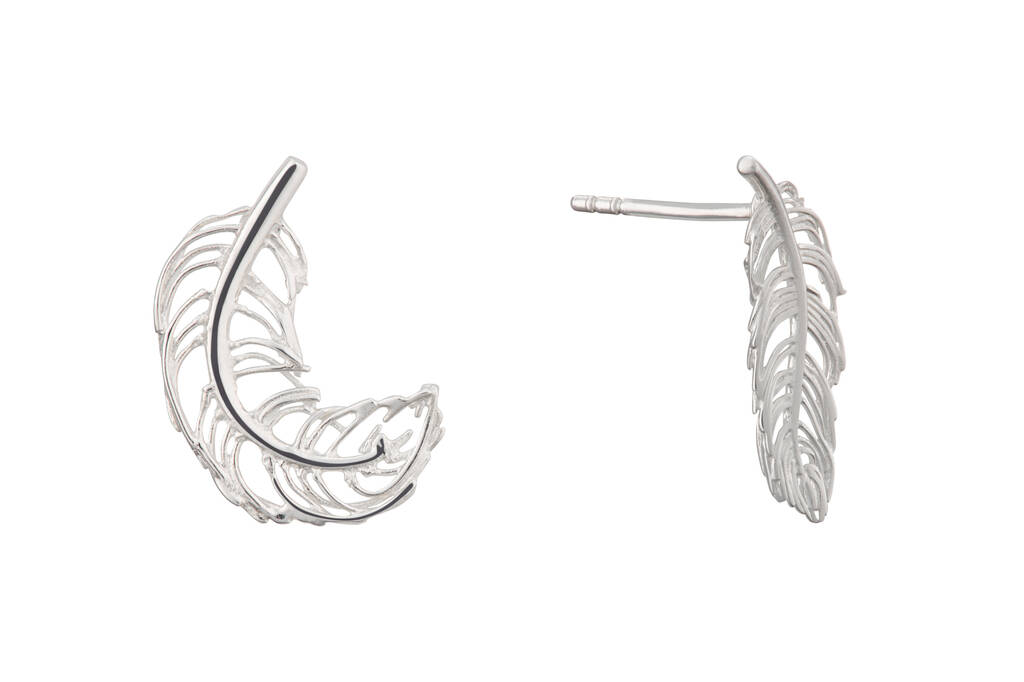 Mismatched Sterling Silver Feather Stud Earrings By Lily Charmed ...