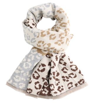 Cream Leopard Print Cozy Winter Scarf, 3 of 7