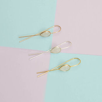 Labradorite Rose/Gold Plated Silver Hook Earrings, 6 of 7