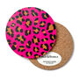Round Coaster Pink Leopard Print Heat And Stain Proof, thumbnail 10 of 12