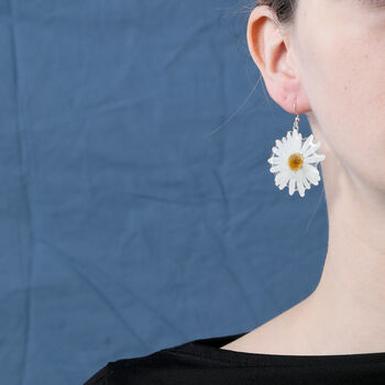 Large White Daisy Dangle Earrings, 2 of 3