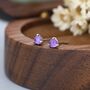 Natural Purple Amethyst Stud Earrings, thumbnail 5 of 10