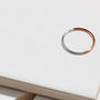 9ct Rose Gold And Silver Skinny Round Stacking Ring, thumbnail 2 of 5