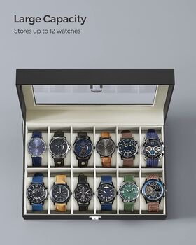12 Slots Beige Lining Watch Box Display Holder Case, 6 of 7