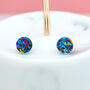 Blue Festival Confetti Acrylic Round Stud Earrings, thumbnail 4 of 5